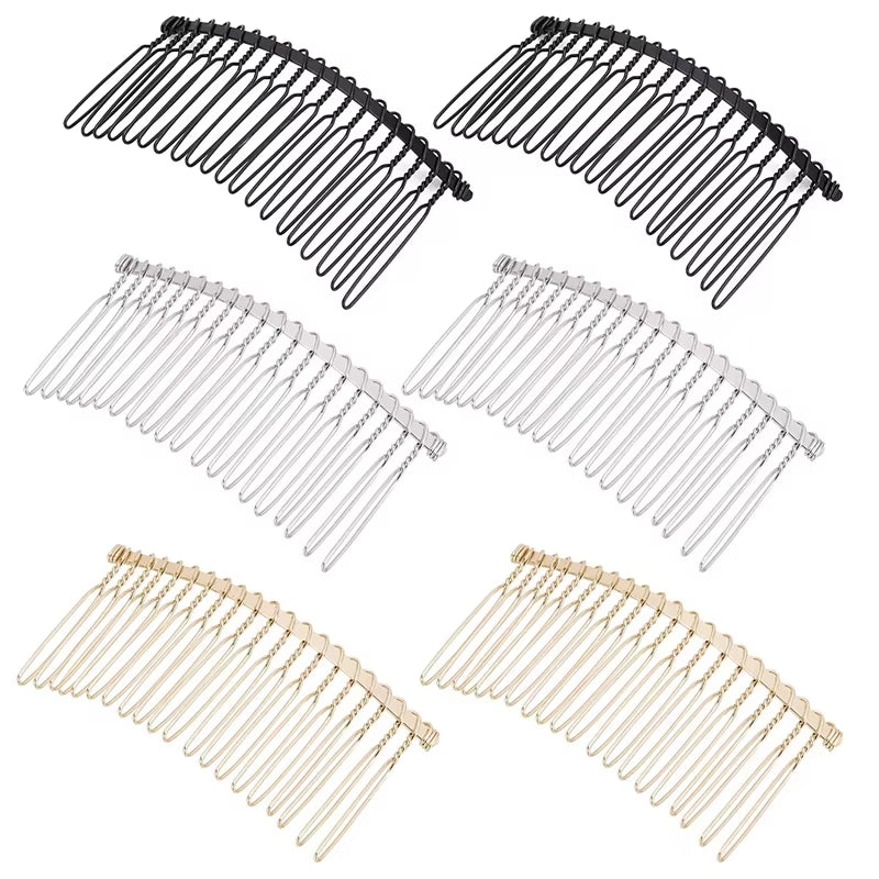 10-Piece Set of Metal Hair Slide Comb Bases and Decorative Headbands for Men - Chinese Detangling Jewelry Making Accessories