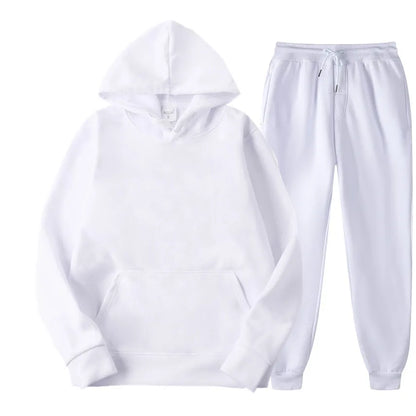 Men's Cotton Tracksuit Set - Comfortable Two-Piece Casual Sportswear for Spring and Autumn, Featuring Solid Hoodies and Pants