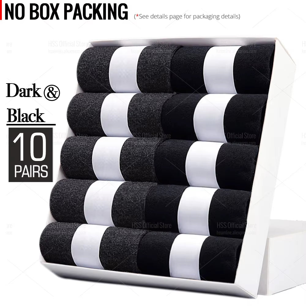 Men's Cotton Blend Business Socks - Soft, Breathable, Plus Size (6.5-14) - Available in 5 or 10 Pairs, Suitable for Summer and Winter