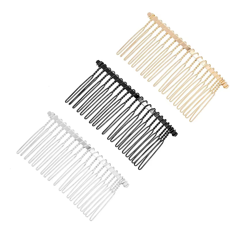 10-Piece Set of Metal Hair Slide Comb Bases and Decorative Headbands for Men - Chinese Detangling Jewelry Making Accessories