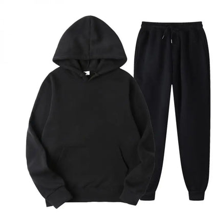 Men's Cotton Tracksuit Set - Comfortable Two-Piece Casual Sportswear for Spring and Autumn, Featuring Solid Hoodies and Pants