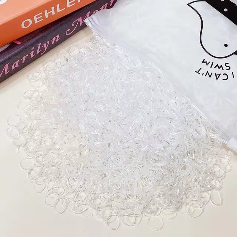 1000-Piece Pack of Colorful Disposable Rubber Bands for Girls - Fashionable Hair Accessories for Ponytails and Scrunchies