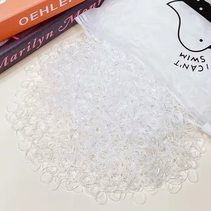 1000-Piece Pack of Colorful Disposable Rubber Bands for Girls - Fashionable Hair Accessories for Ponytails and Scrunchies