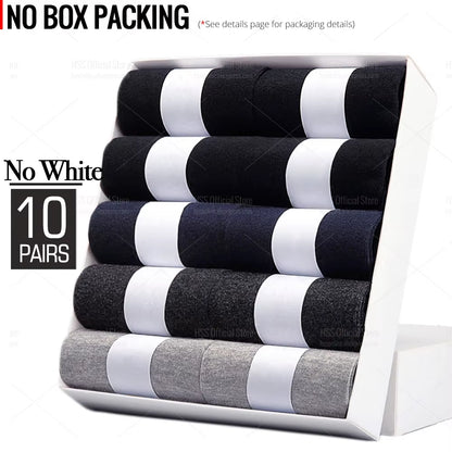Men's Cotton Blend Business Socks - Soft, Breathable, Plus Size (6.5-14) - Available in 5 or 10 Pairs, Suitable for Summer and Winter