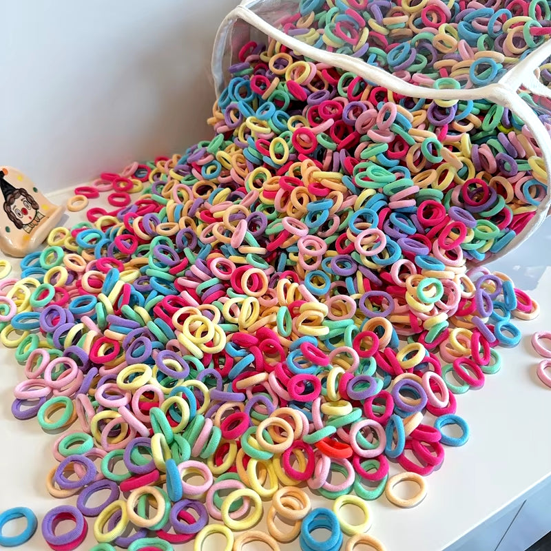 Elastic Hair Bands for Girls - Mini Colorful Nylon Headbands, Ponytail Holders, and Scrunchie Ornaments (20/50 Pcs)