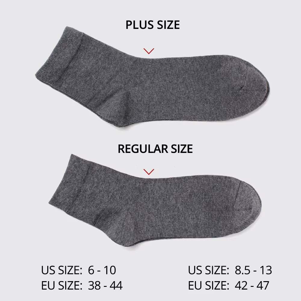 Men's Cotton Blend Business Socks - Soft, Breathable, Plus Size (6.5-14) - Available in 5 or 10 Pairs, Suitable for Summer and Winter