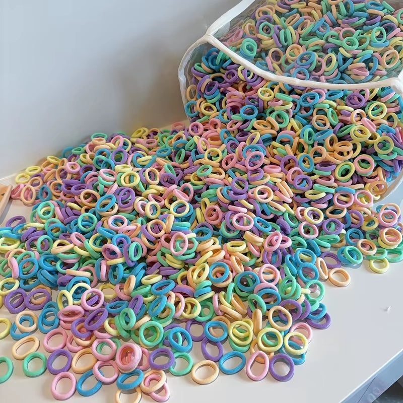 Elastic Hair Bands for Girls - Mini Colorful Nylon Headbands, Ponytail Holders, and Scrunchie Ornaments (20/50 Pcs)
