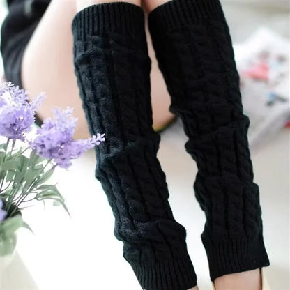 Women's Knitted Long Socks and Arm Warmers - Crochet Leg Warmers for Autumn and Winter in White
