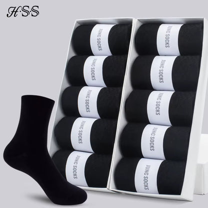 Men's Cotton Blend Business Socks - Soft, Breathable, Plus Size (6.5-14) - Available in 5 or 10 Pairs, Suitable for Summer and Winter