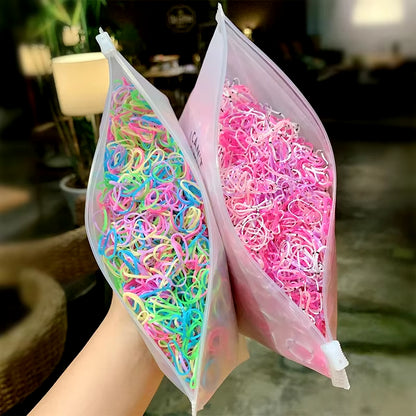 1000-Piece Pack of Colorful Disposable Rubber Bands for Girls - Fashionable Hair Accessories for Ponytails and Scrunchies