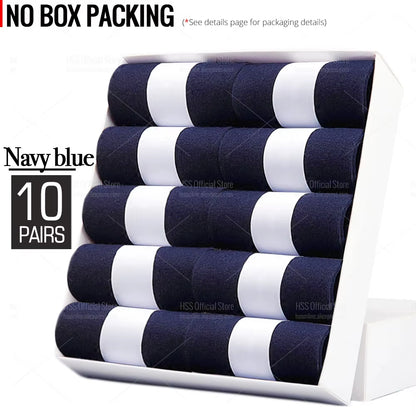 Men's Cotton Blend Business Socks - Soft, Breathable, Plus Size (6.5-14) - Available in 5 or 10 Pairs, Suitable for Summer and Winter