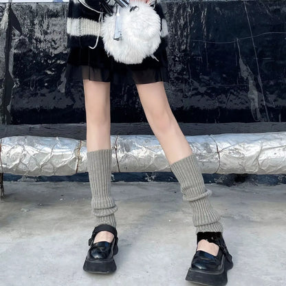 Women's Knitted Long Socks and Arm Warmers - Crochet Leg Warmers for Autumn and Winter in White