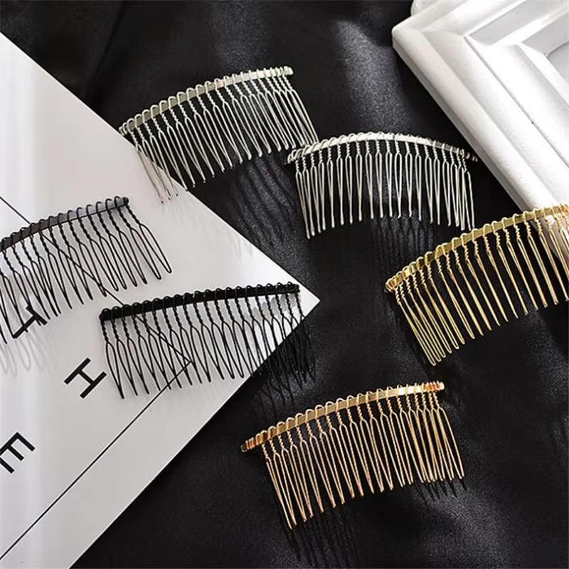 10-Piece Set of Metal Hair Slide Comb Bases and Decorative Headbands for Men - Chinese Detangling Jewelry Making Accessories