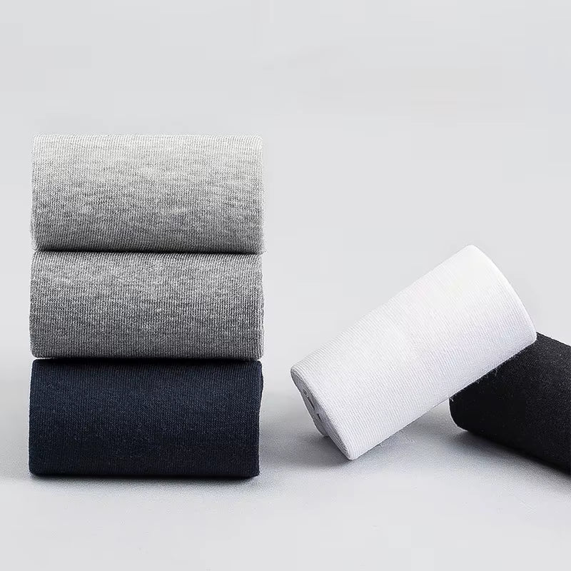 Men's Cotton Blend Business Socks - Soft, Breathable, Plus Size (6.5-14) - Available in 5 or 10 Pairs, Suitable for Summer and Winter