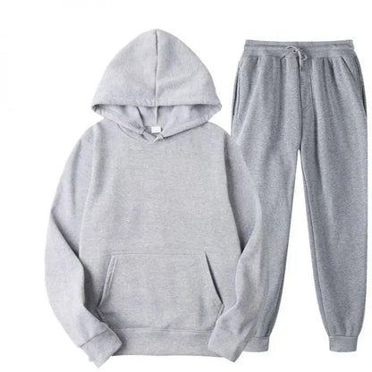 Men's Cotton Tracksuit Set - Comfortable Two-Piece Casual Sportswear for Spring and Autumn, Featuring Solid Hoodies and Pants