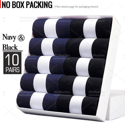 Men's Cotton Blend Business Socks - Soft, Breathable, Plus Size (6.5-14) - Available in 5 or 10 Pairs, Suitable for Summer and Winter