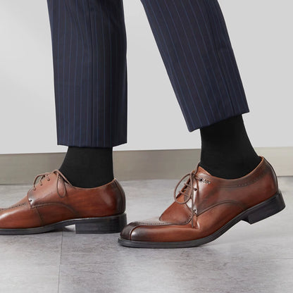 Men's Cotton Blend Business Socks - Soft, Breathable, Plus Size (6.5-14) - Available in 5 or 10 Pairs, Suitable for Summer and Winter