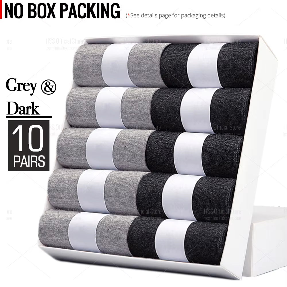 Men's Cotton Blend Business Socks - Soft, Breathable, Plus Size (6.5-14) - Available in 5 or 10 Pairs, Suitable for Summer and Winter