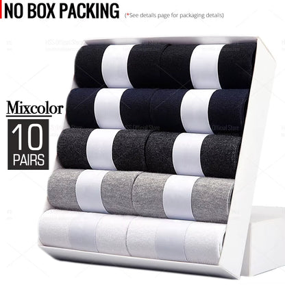 Men's Cotton Blend Business Socks - Soft, Breathable, Plus Size (6.5-14) - Available in 5 or 10 Pairs, Suitable for Summer and Winter