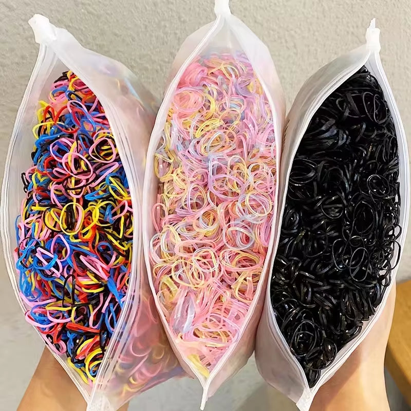 1000-Piece Pack of Colorful Disposable Rubber Bands for Girls - Fashionable Hair Accessories for Ponytails and Scrunchies