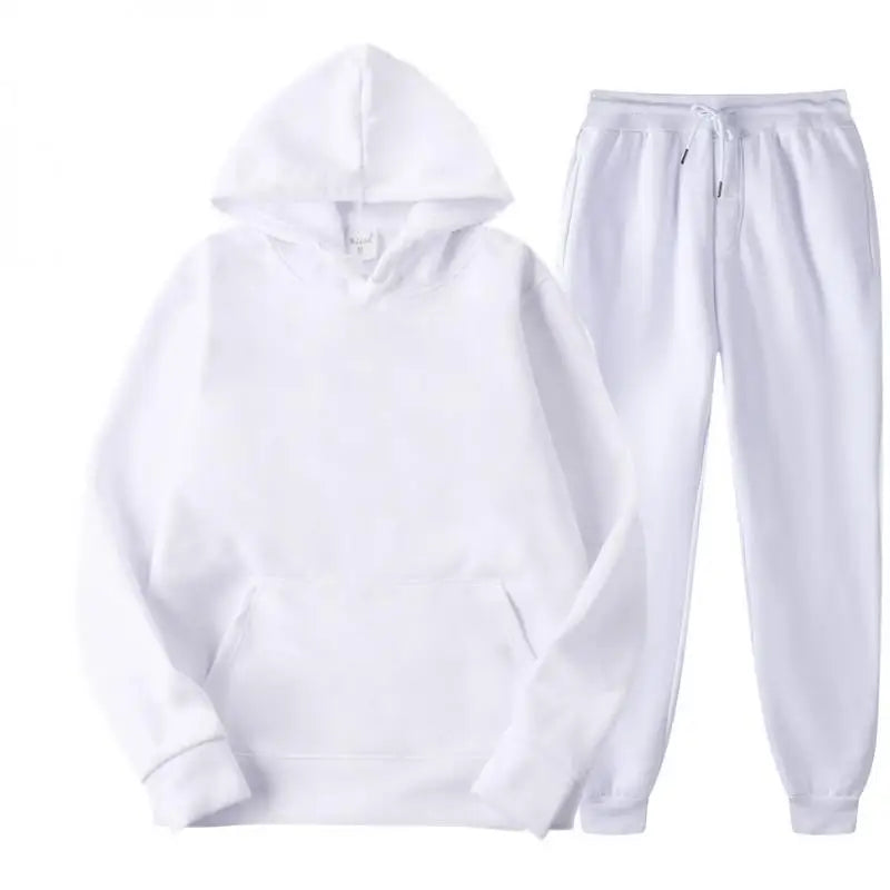 Men's Cotton Tracksuit Set - Comfortable Two-Piece Casual Sportswear for Spring and Autumn, Featuring Solid Hoodies and Pants