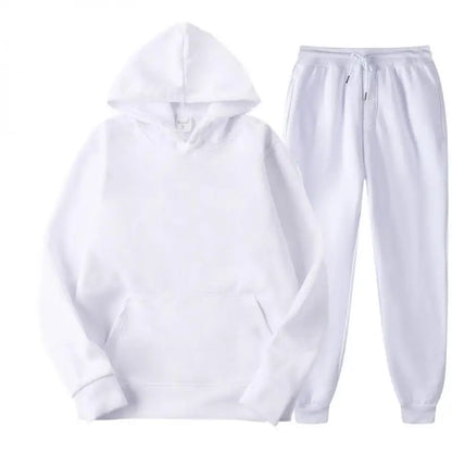 Men's Cotton Tracksuit Set - Comfortable Two-Piece Casual Sportswear for Spring and Autumn, Featuring Solid Hoodies and Pants
